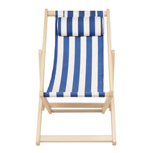 Load image into Gallery viewer, Gardeon Outdoor Folding Deck Chair Wooden Blue &amp; White Stripe
