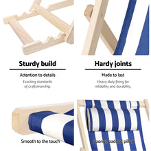 Load image into Gallery viewer, Gardeon Outdoor Folding Deck Chair Wooden Blue &amp; White Stripe
