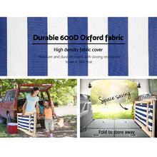 Load image into Gallery viewer, Gardeon Outdoor Folding Deck Chair Wooden Blue &amp; White Stripe

