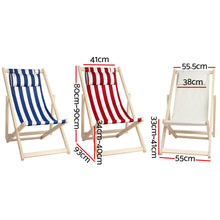 Load image into Gallery viewer, Gardeon Outdoor Folding Deck Chair Wooden Red &amp; White Stripe
