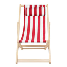 Load image into Gallery viewer, Gardeon Outdoor Folding Deck Chair Wooden Red &amp; White Stripe
