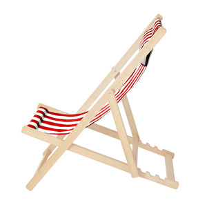 Gardeon Outdoor Folding Deck Chair Wooden Red & White Stripe