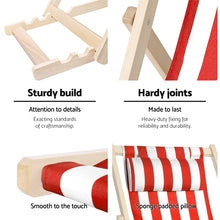Load image into Gallery viewer, Gardeon Outdoor Folding Deck Chair Wooden Red &amp; White Stripe
