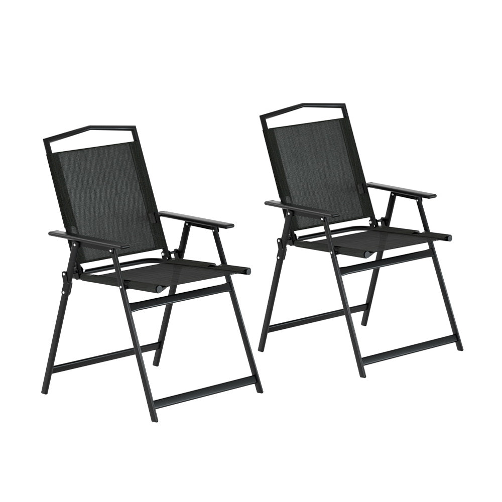 Gardeon Outdoor Folding Patio Chairs Set 2 Black