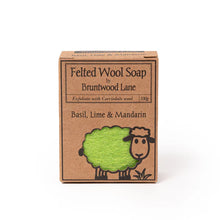 Load image into Gallery viewer, Felted Wool Soap Bar 100g Basil, Lime &amp; Mandarin
