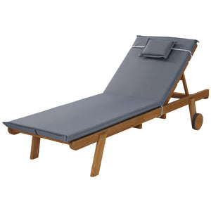 Gardeon Patio Wooden Sun Lounge Day Bed Grey