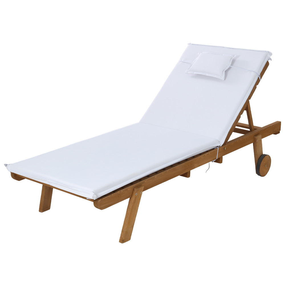 Gardeon Patio Wooden Sun Lounge Day Bed White