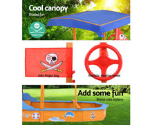 Load image into Gallery viewer, Keezi Kids Sandpit Wooden Boat Sand Pit with Canopy Bench Seat
